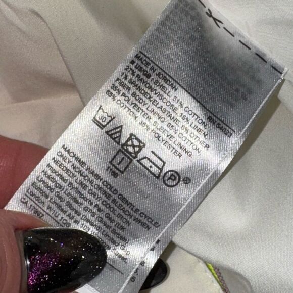 🆕 BANANA REPUBLIC women’s neon lime stripped LONG & LEAN-FIT STRIPE BLAZER sz 8 - Picture 11 of 11